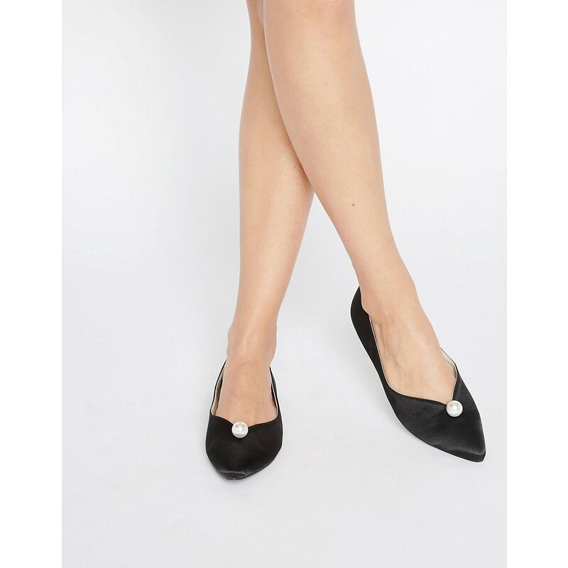 Daisy Street - Chaussures plates pointues avec perle fantaisie - Noir - Noir