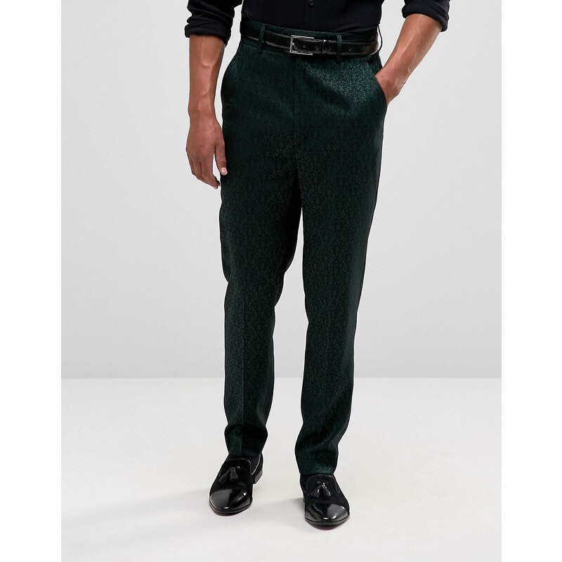 ASOS - Pantalon skinny taille haute à petit motif cachemire - Vert