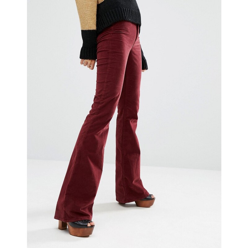 MiH Jeans M.i.h Jeans - Marrakesh - Jean skinny évasé en velours style 70's - Rouge