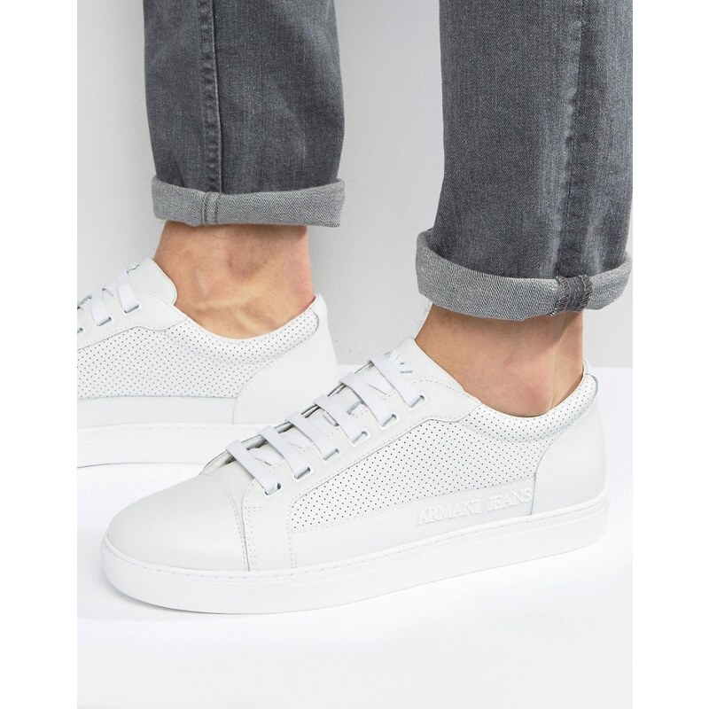 Armani Jeans - Baskets en cuir de qualité supérieure - Blanc