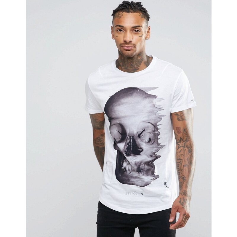 Religion - T-shirt motif tête de mort - Blanc