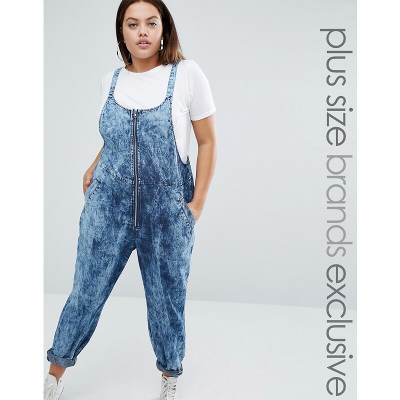 Daisy Street Plus - Salopette en jean zippée sur le devant - Bleu