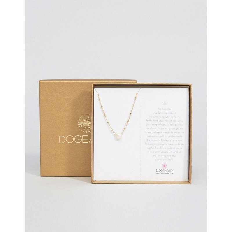 Dogeared - Pearls of Love - Collier en plaqué or avec chaîne ornée de perles en édition limitée - Argenté