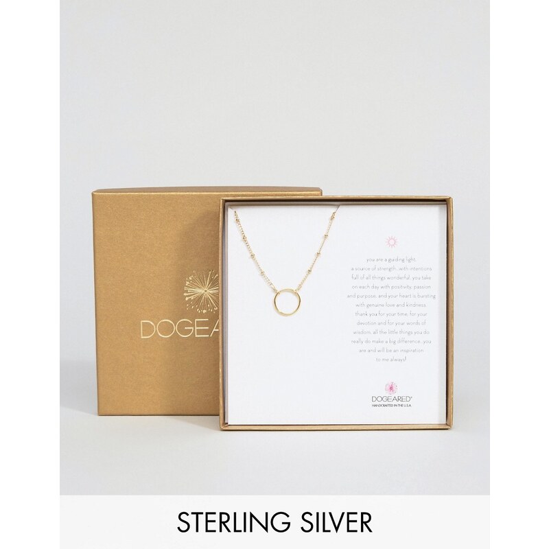 Dogeared - Collier en plaqué or avec anneau karma et chaîne ornée de perles en édition limitée - Doré