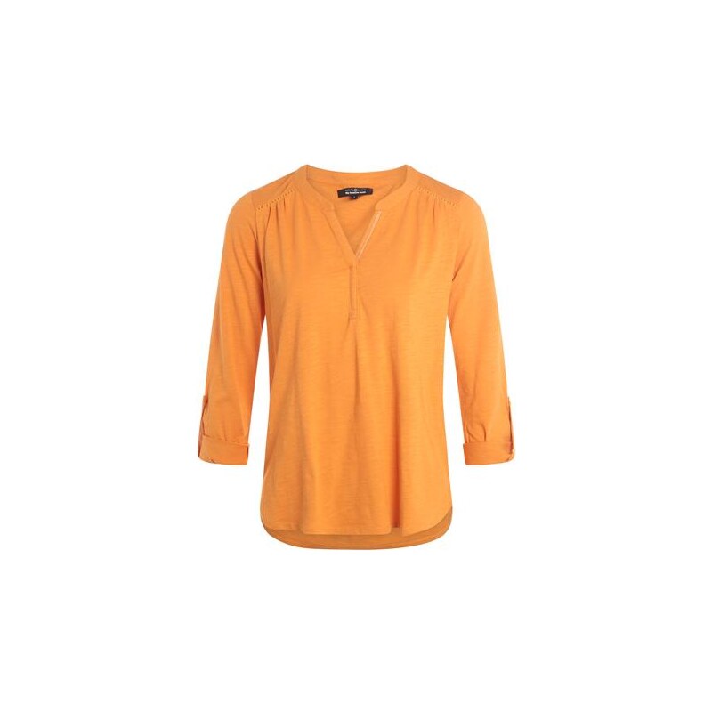 T-shirt manches 3/4 col tunisien Orange Coton - Femme Taille 4 - Cache Cache