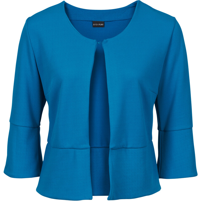 BODYFLIRT Boléro en jersey crêpe bleu manches 3/4 femme - bonprix