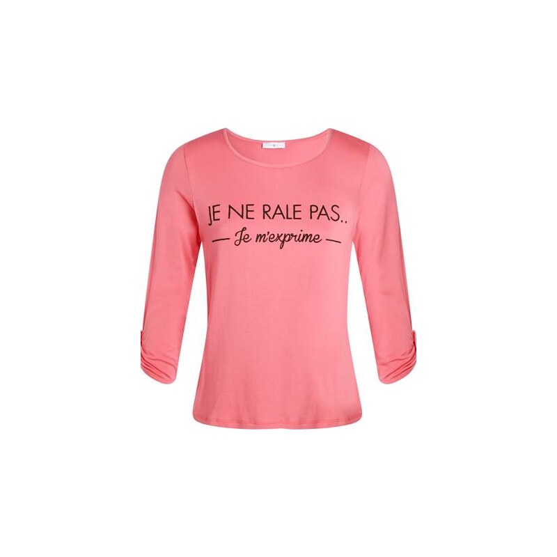 T-shirt à message Rose Viscose - Femme Taille 3 - Cache Cache