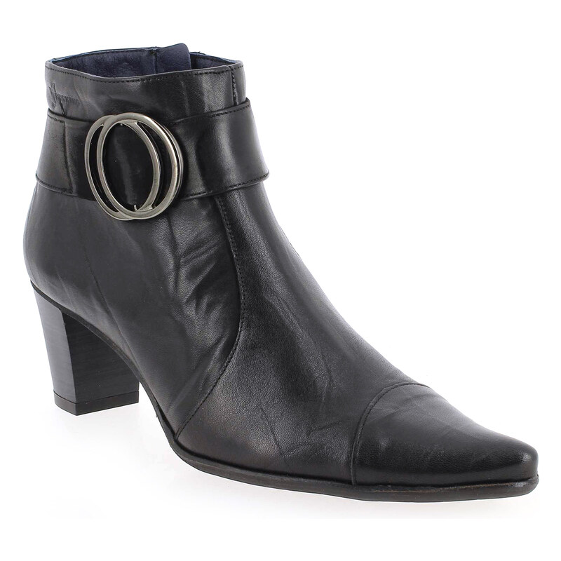 Boots Femme Dorking en Cuir Noir
