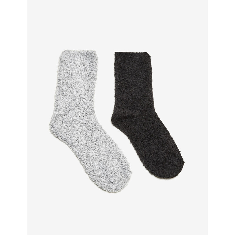 chaussettes mi-hautes noires et grises Jennyfer
