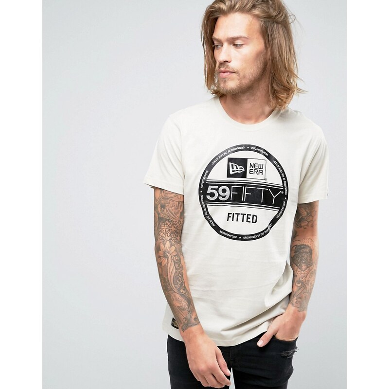 New Era - 59 Fifty - T-Shirt artisanal avec gros logo - Beige