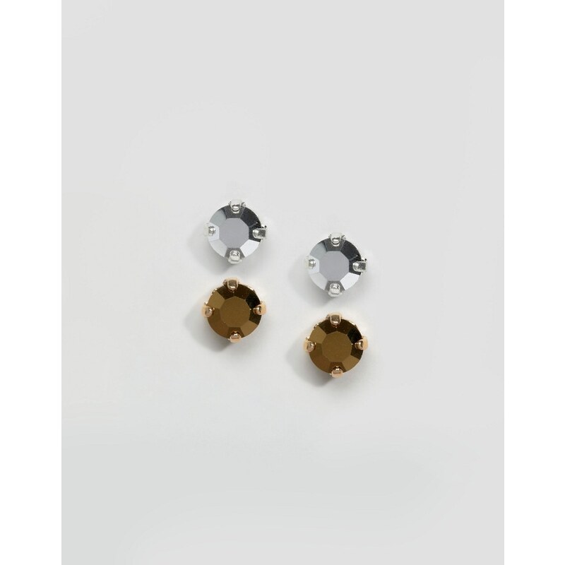 Krystal - 2 paires de boucles d'oreilles à cristaux Swarovski - Argenté