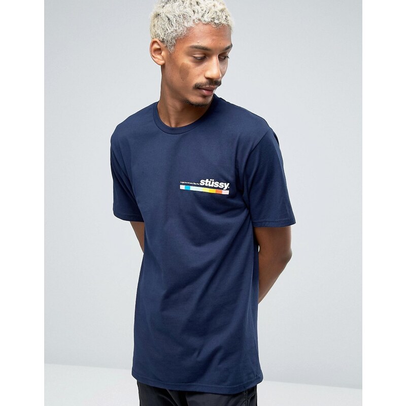 Stussy - T-shirt à petit logo - Bleu marine