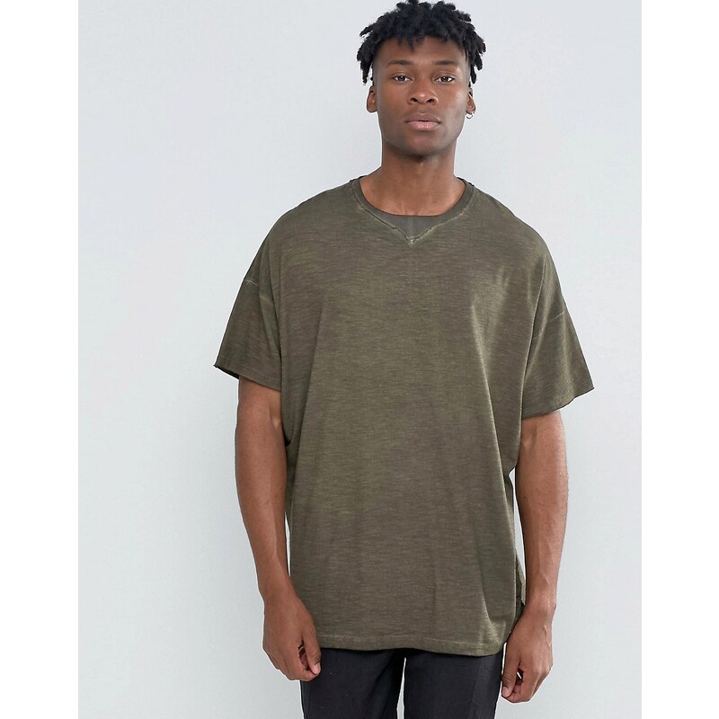 ASOS - T-shirt ultra oversize teint à froid - Vert - Vert