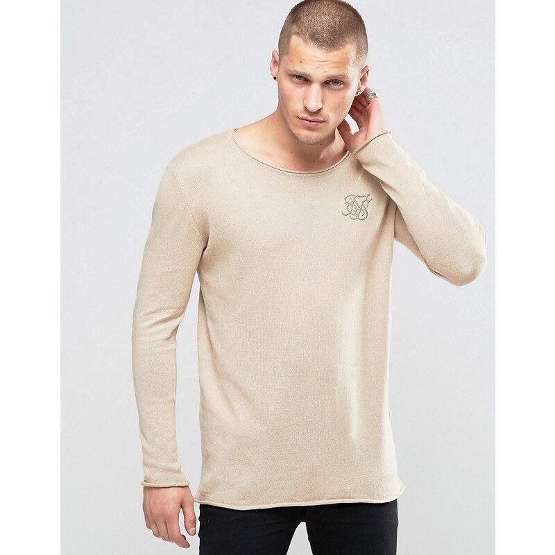 SikSilk - Pull léger à col large - Taupe