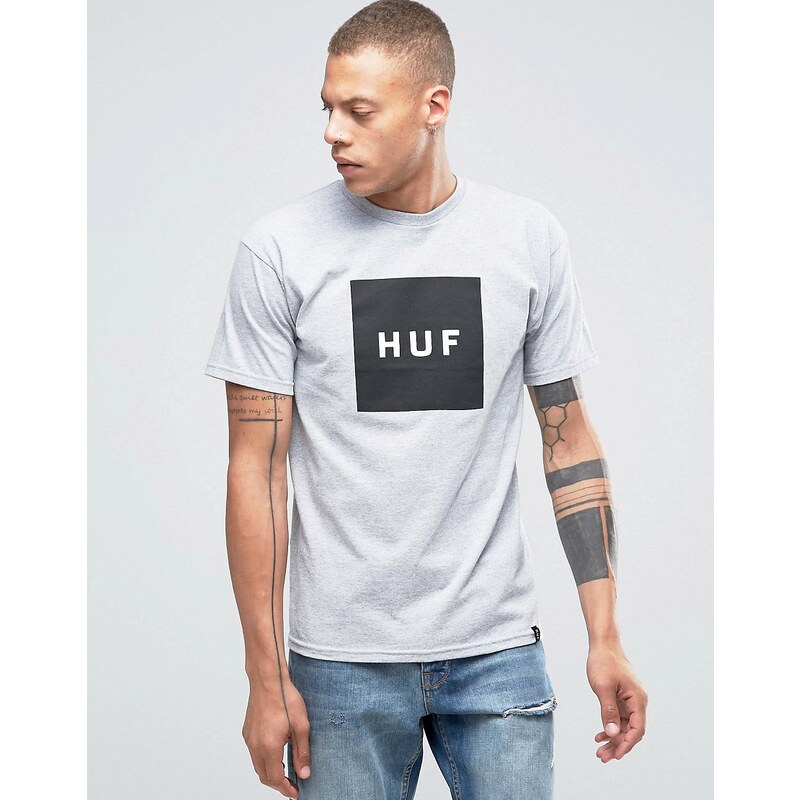 HUF - T-shirt avec logo encadré - Gris