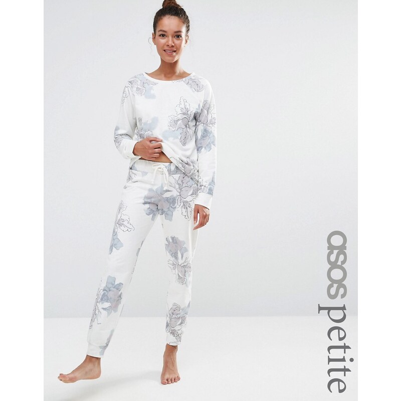 ASOS PETITE LOUNGE - Pantalon de jogging à fleurs style aquarelle - Multi