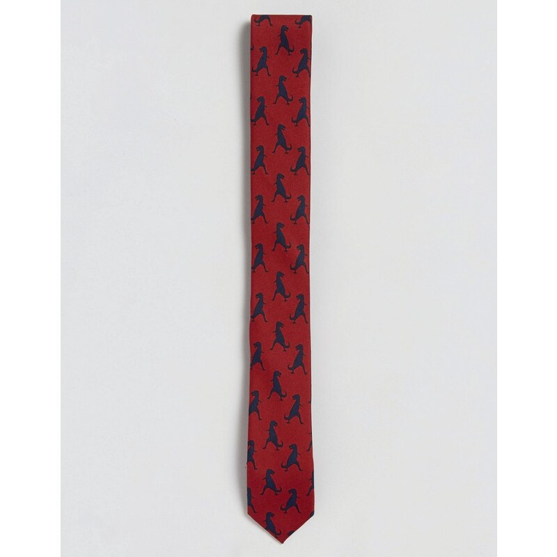 ASOS - Cravate motifs dinosaure - Bordeaux - Rouge
