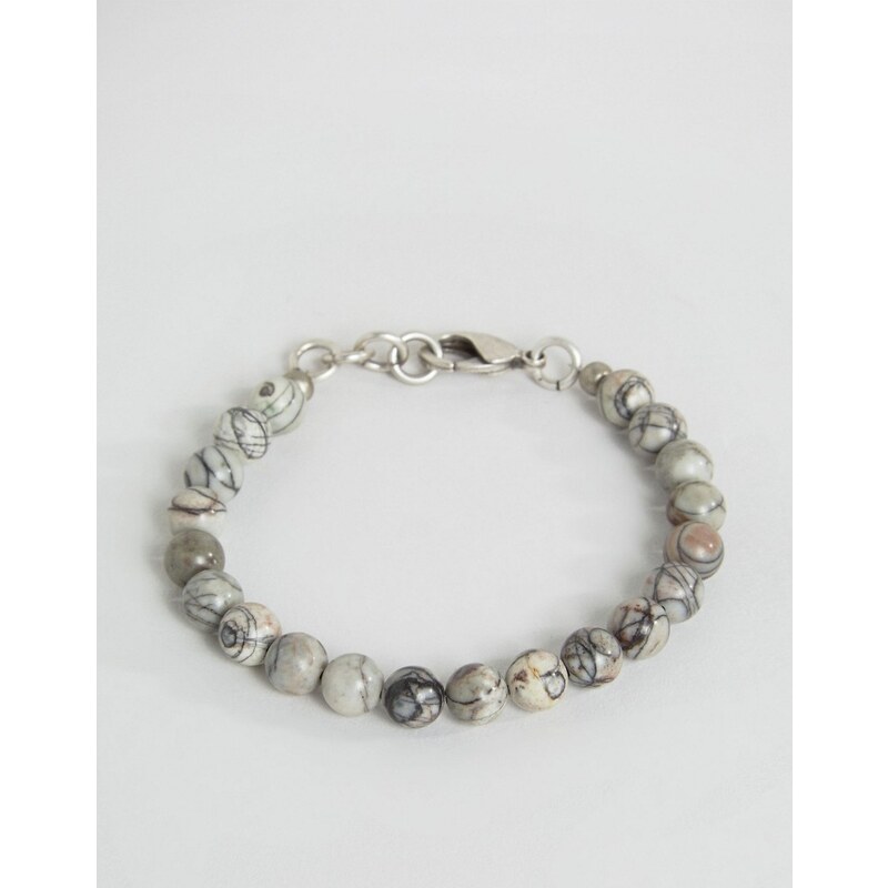 Seven London - Bracelet à perles effet marbre - Gris/blanc - Gris
