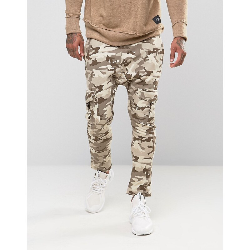 Sixth June - Pantalon de jogging skinny style cargo à imprimé camouflage - Marron
