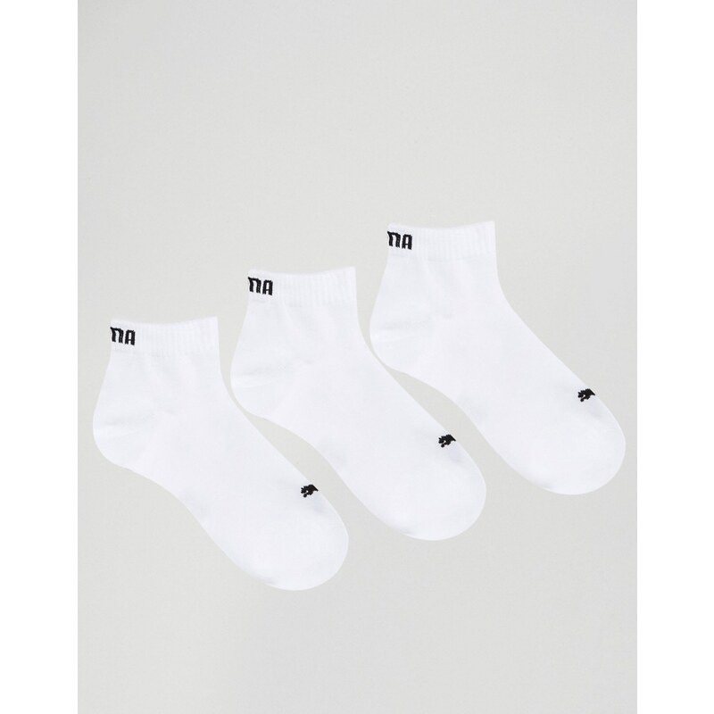 Puma - Lot de 3 paires de chaussettes longueur 3 quarts - Blanc