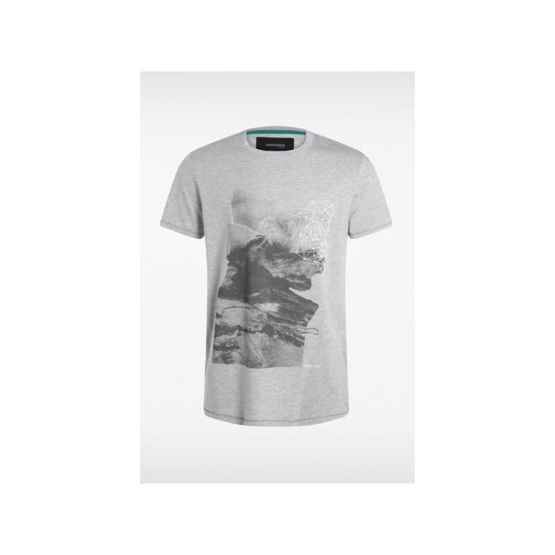 T-shirt homme chiné imprimé graphique Gris Polyester - Homme Taille S - Bonobo
