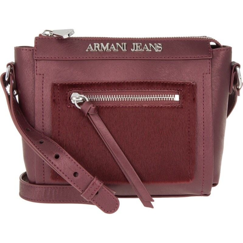 Armani Jeans Sacs à Bandoulière, PVC Haircalf Crossbody Bag Bordeaux en rouge
