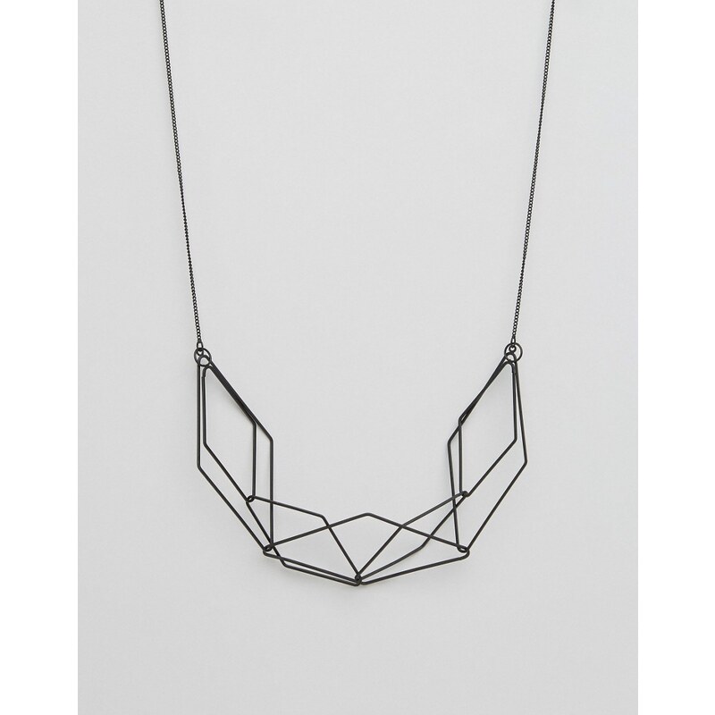 ASOS - Collier à pendentif géométrique en 3D - Noir mat - Noir