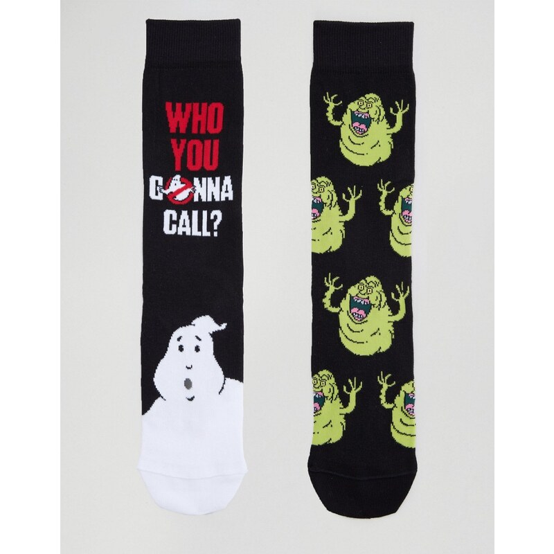 ASOS - Halloween - Lot de 2 chaussettes motif Ghostbusters - Noir
