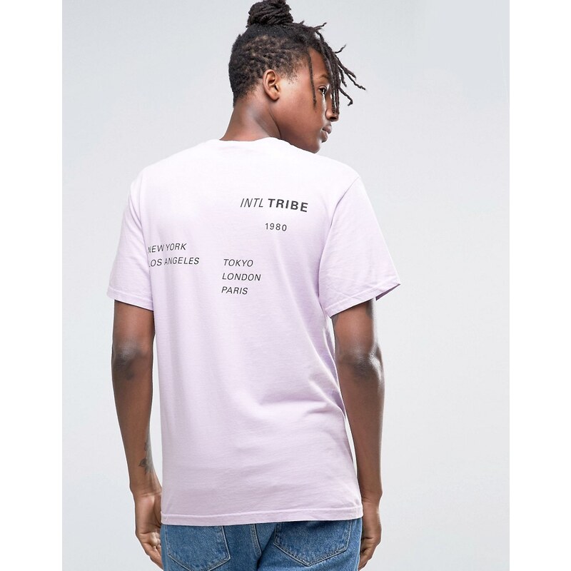 Stussy - Worldwide - T-shirt avec imprimé dans le dos - Violet