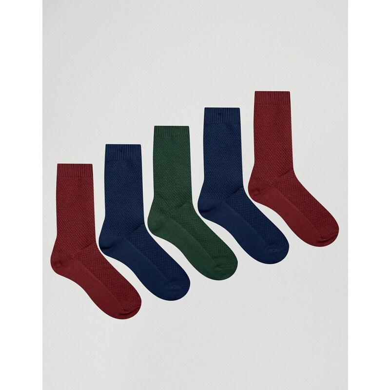 ASOS - Lot de 5 paires de chaussettes gaufrées - Multi
