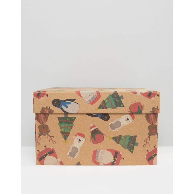 Paperchase - Boîte cadeau de grande taille motif personnages de Noël - Multi