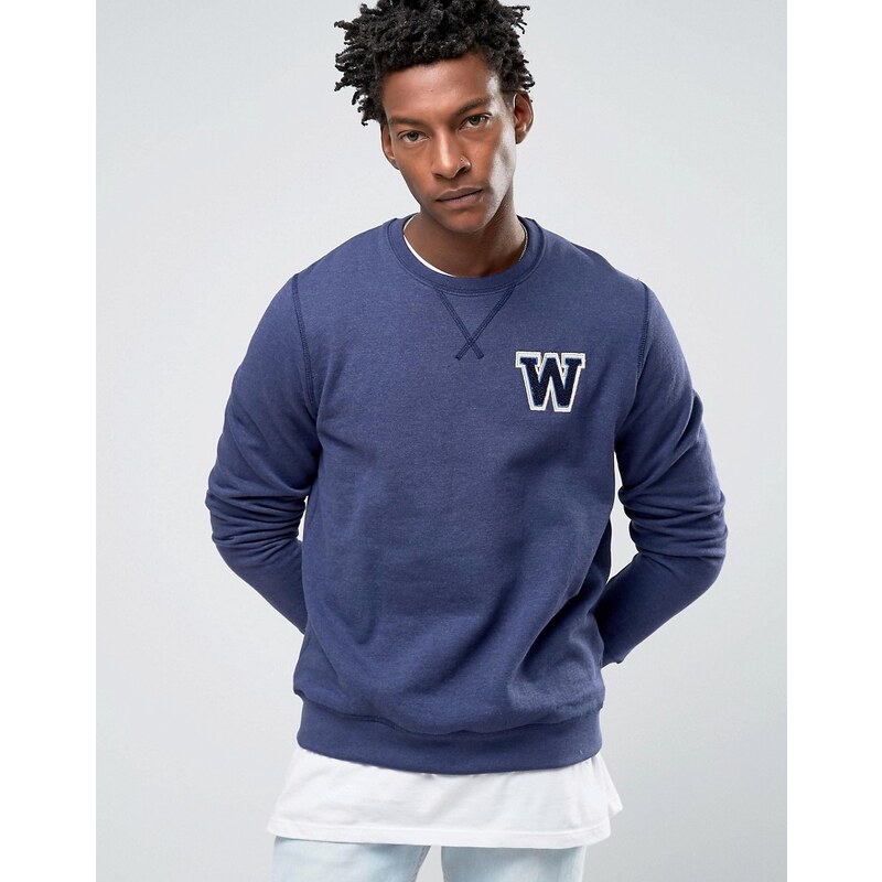 Wrangler - Sweat-shirt ras de cou avec logo appliqué - Bleu