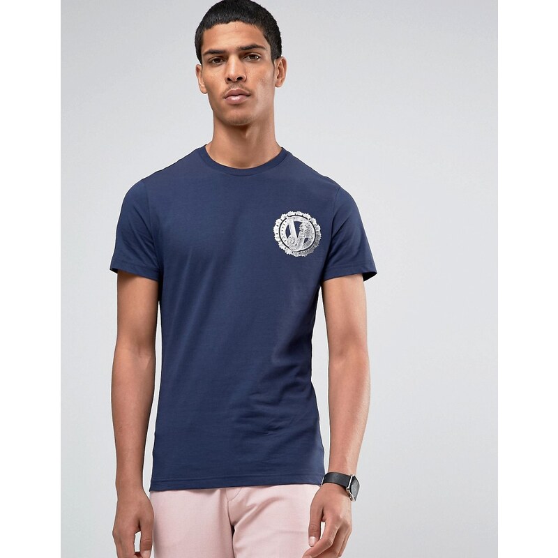 Versace - T-shirt avec petit imprimé - Bleu marine