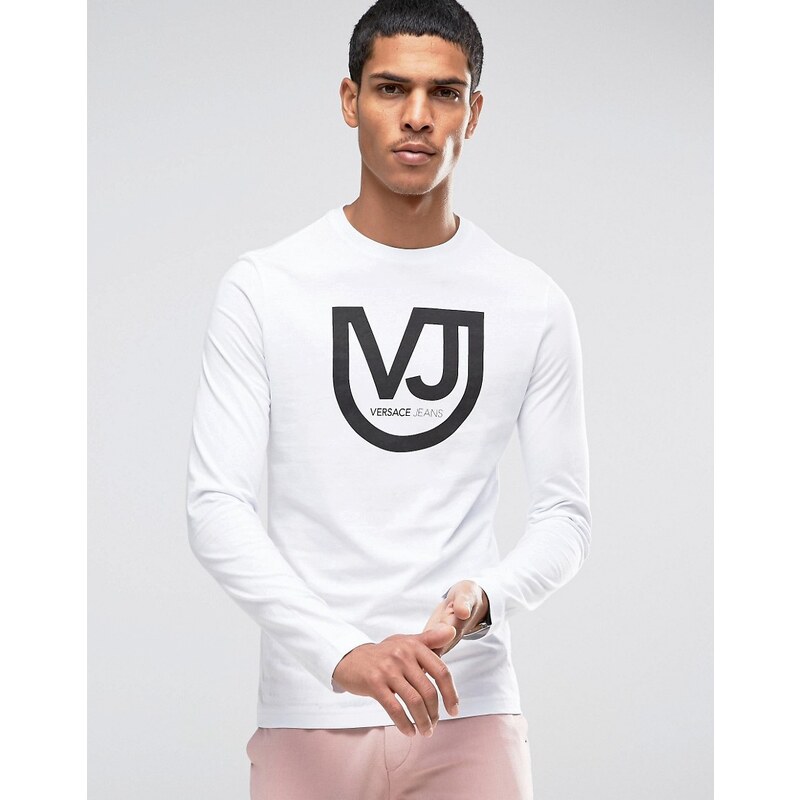 Versace - T-shirt manches longues à logo - Blanc