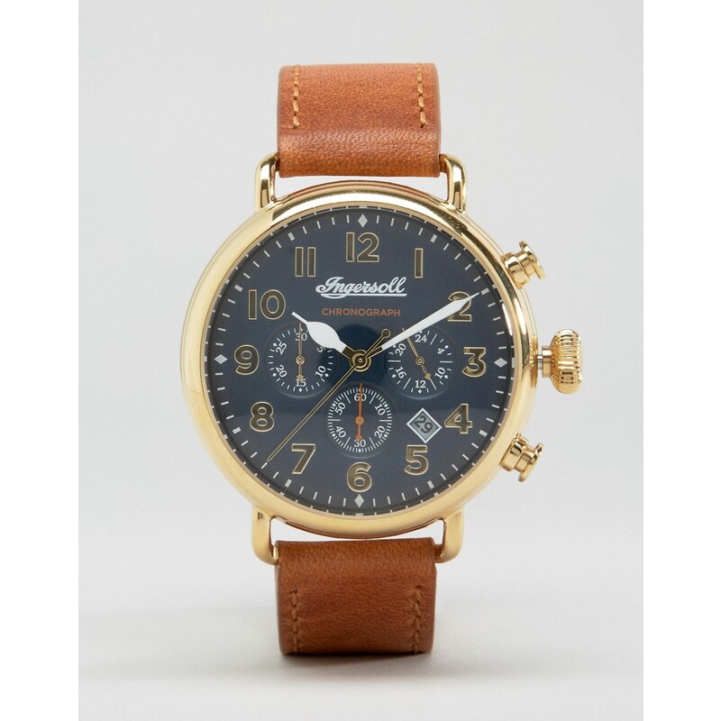 Ingersoll - Trenton - Montre chronographe à quartz avec bracelet en cuir - Fauve - Fauve