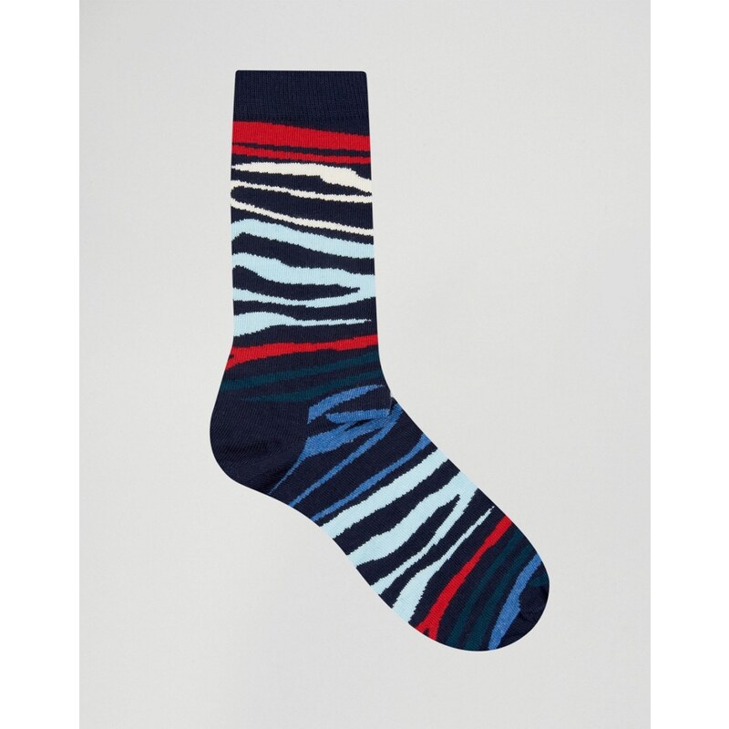Happy Socks - Chaussettes zébrées - Bleu