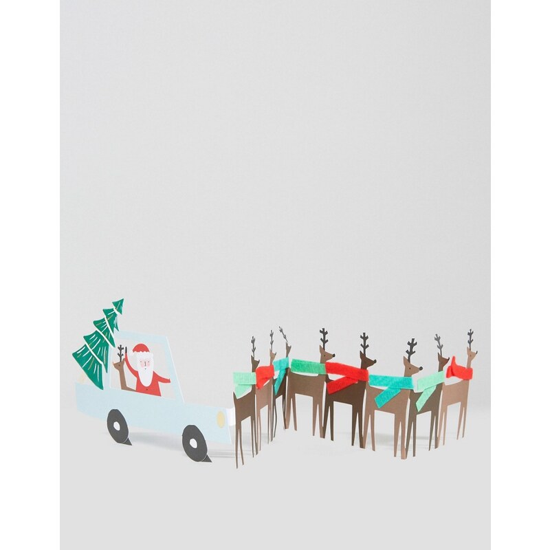 Meri Meri - Carte de Noël avec traîneau du Père Noël accordéon - Multi