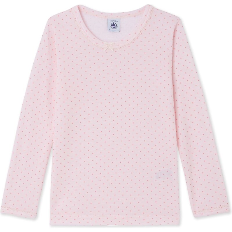 Petit Bateau T-shirt à manches longues en laine et coton - rose