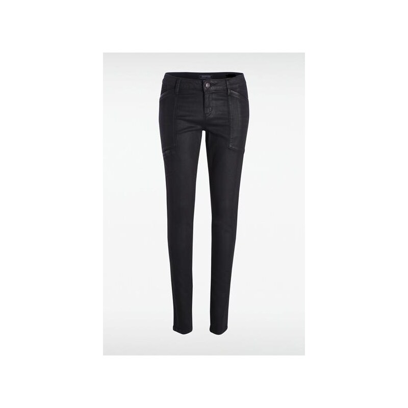 Pantalon femme skinny enduit Noir Polyester - Femme Taille 34 - Bonobo