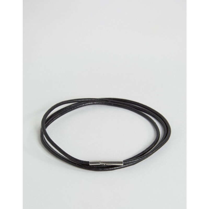 Seven London - Exclusivité ASOS - Bracelet minimaliste multirang en cuir - Noir - Noir