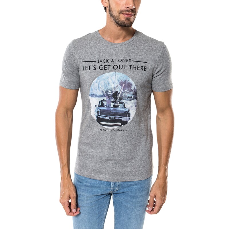 Jack & Jones Tee-shirt T-shirt Road Trip Gris Homme