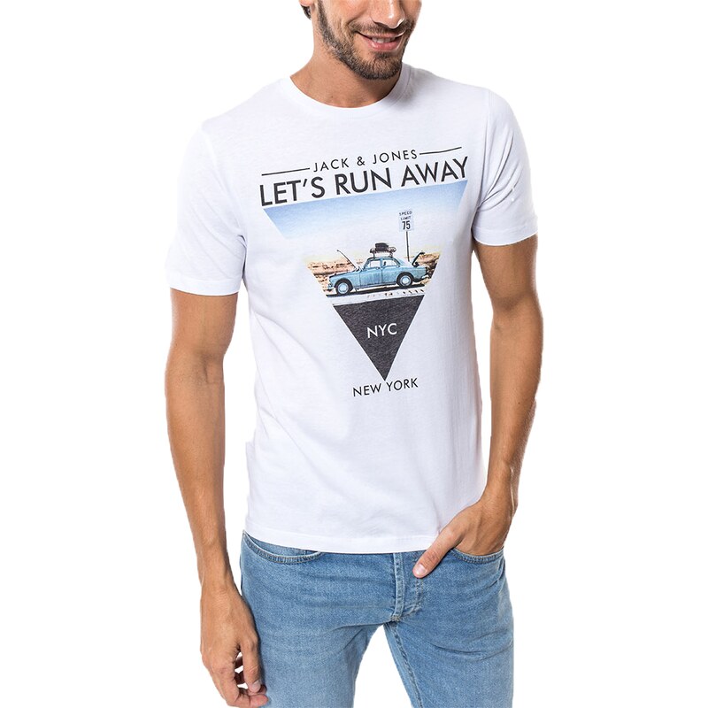 Jack & Jones Tee-shirt T-shirt Road Trip Blanc Homme