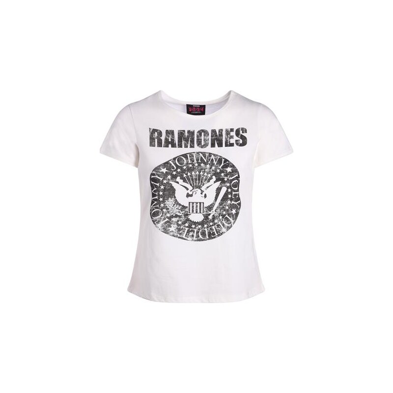 T-shirt Ramones bicolore Blanc Coton - Femme Taille 0 - Cache Cache