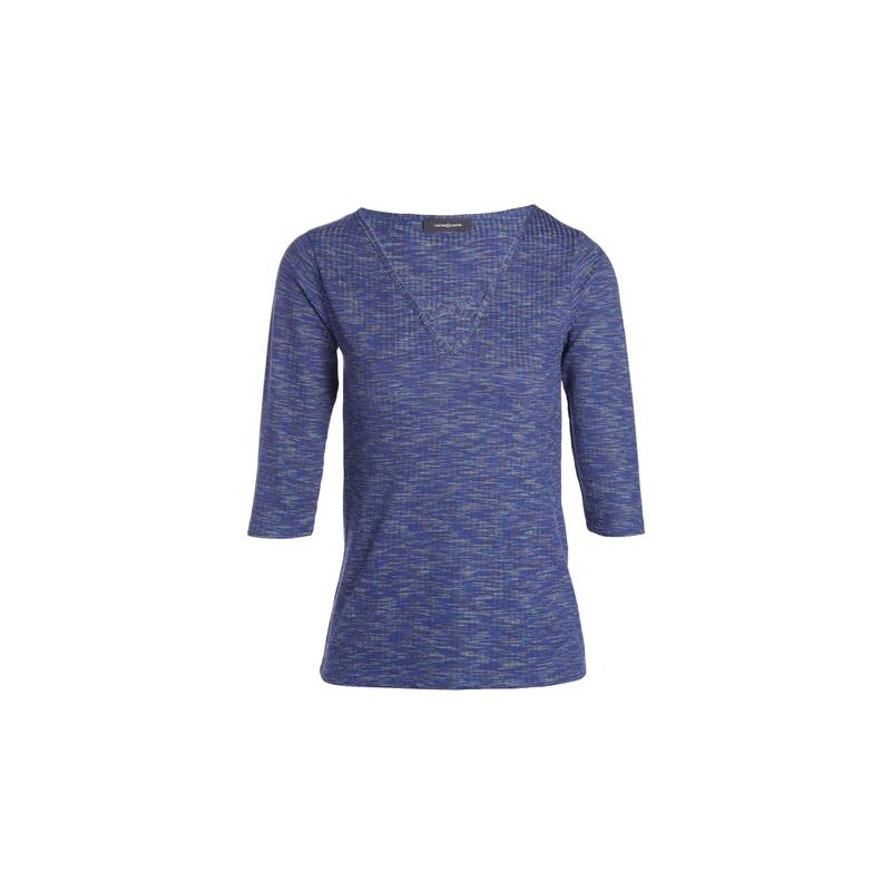T-shirt maille moulinée et côtelée Bleu Polyamide - Femme Taille 0 - Cache Cache