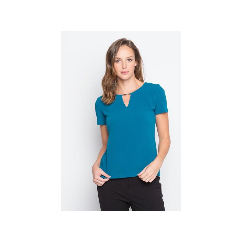 T-shirt manche courte Bleu Elasthanne - Femme Taille 0 - Cache Cache