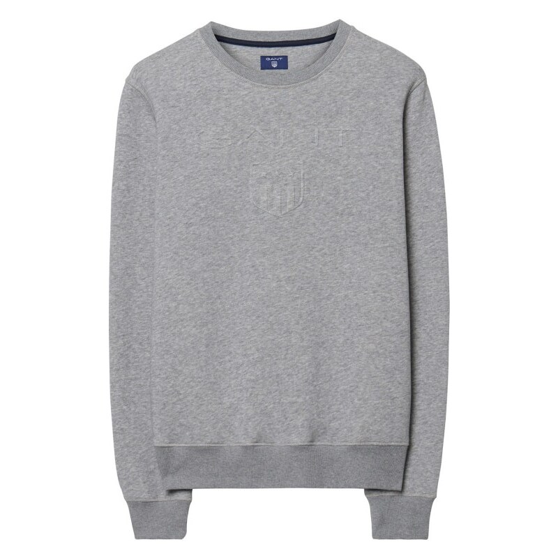 GANT Sweat-shirt Ras Du Cou Avec Logo Embossé - Grey Melange