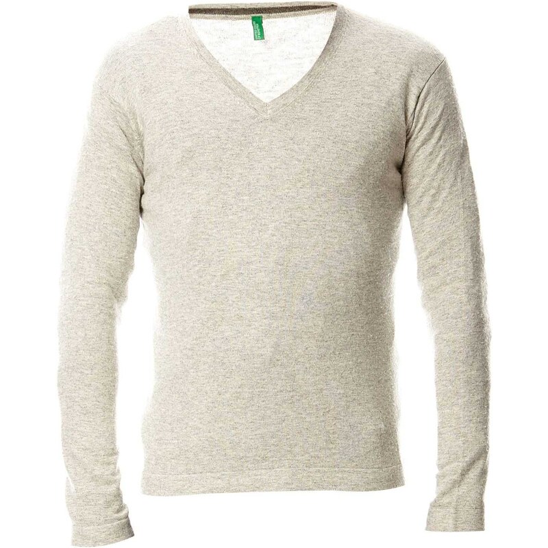 Benetton Pull col V - gris clair