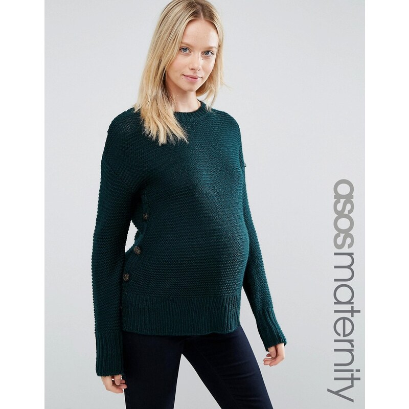 ASOS Maternity - Pull en laine mélangée avec bouton - Vert