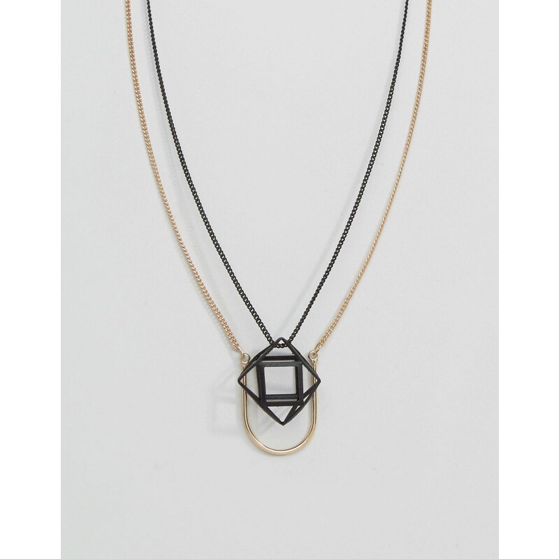ASOS - Lot de colliers avec pendentif géométrique - Doré