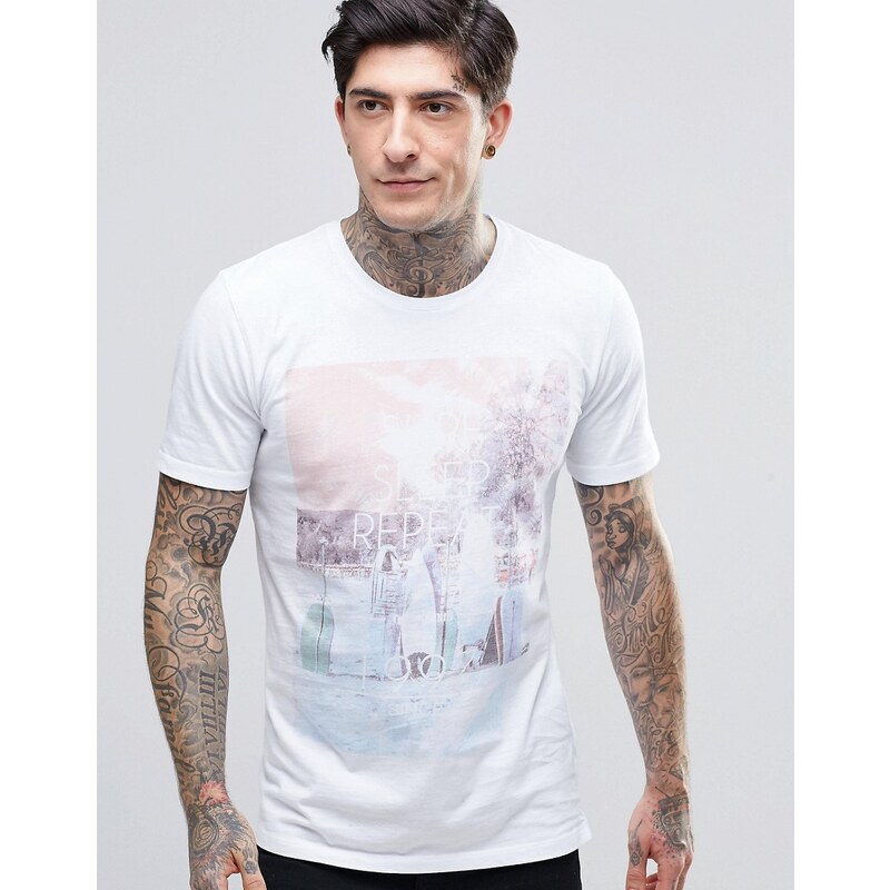Minimum - T-shirt imprimé - Blanc